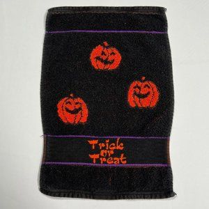 Santens Halloween Hand Towel Black with‎ Orange Pumpkins 1 piece 15" x 10"